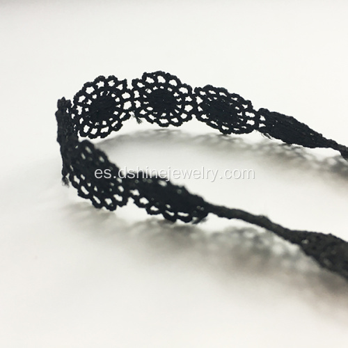 Negro agua soluble cordón collar de girasol para las mujeres